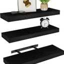 Vervida Home Decor Floating Shelves for Wall 3 Pack 17" W x 6.8" D Black Shelves for Bedroom, Living Room, Kitchen, Bathroom Decor Hanging Shelves for Wall Storage Shelf