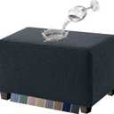MAXIJIN Waterproof Ottoman Cover Rectangle Stretch Ottoman Slipcovers Square Thick Stool Covers Storage Footrest Furniture Protector with Non-Slip Elastic Bottom (Small, Dark Gray)
