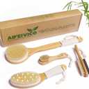 Dry Brushing Body Brush, Natural Boar Bristle Dry Brush, Bamboo Exfoliating Body, Face, Foot, Long Handle Back Scrubber Brush, Meridian Pressure for Lymphatic, Cellulite