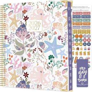bloom daily planners HARDCOVER Planner 2026-2027 (8.5" x 11") Academic Year (July 2026 - July 2027) - 13 Months Task Goal Planner for Women - Monthly & Weekly Agenda Book - Seaside Whimsy