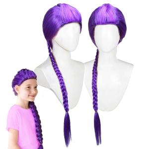 Purple Braided WigLong Braided Ponytail Wig - Anime Cosplay Wigs for Halloween Costume Party