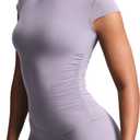 Aoxjox Women's Cap Sleeve T-Shirts Crew Neck Velura Ruched Tee Without Padded Workout PlushFlex Gym Yoga Crop Top (Medium)