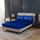 Homiest Royal Blue Satin Fitted Sheet - Full Size, Deep Pocket, Luxury & Ultra Soft Bedding (Full - Fitted)