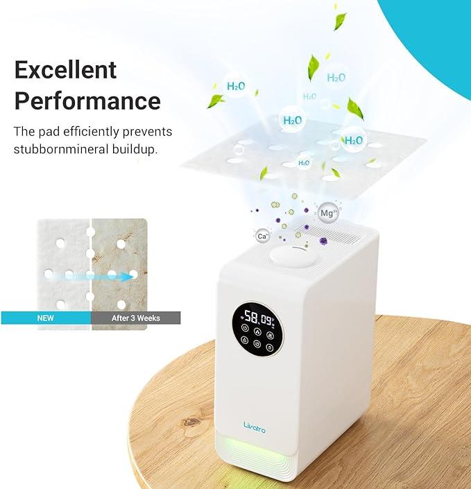 Livatro 10-Pack Humidifier Replacement Filters, Mineral Absorption Pads, Exclusively for LVH6001CW Model, Improves Humidification Efficiency by Capturing Fine Water Particles, White 2 Pack