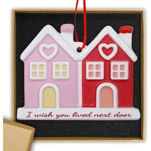 Friends Christmas Ornaments for Women 3D Porcelain Christmas Ornament 2025 Friends Ornaments for Tree Decorations, BFF Bestie Friend Birthday Gifts for Women, Long Distance Relationship Gifts