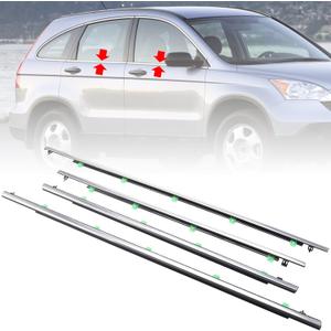 MotorFansClub 4PCS Weatherstrip Window Sealing Fit for Honda CR-V CRV 2007 2008 2009 2010 2011 Car Window Sealing Strip Chrome Door Outside Trim