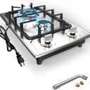 Gas Cooktop 12 Inch Gas Stove 2 Burner, ANHANE Portable Stainless Steel LPG/NG Dual Fuel, Built-in Gas Stove, Ideal for RVs, Apartments, and Outdoor for Cooking