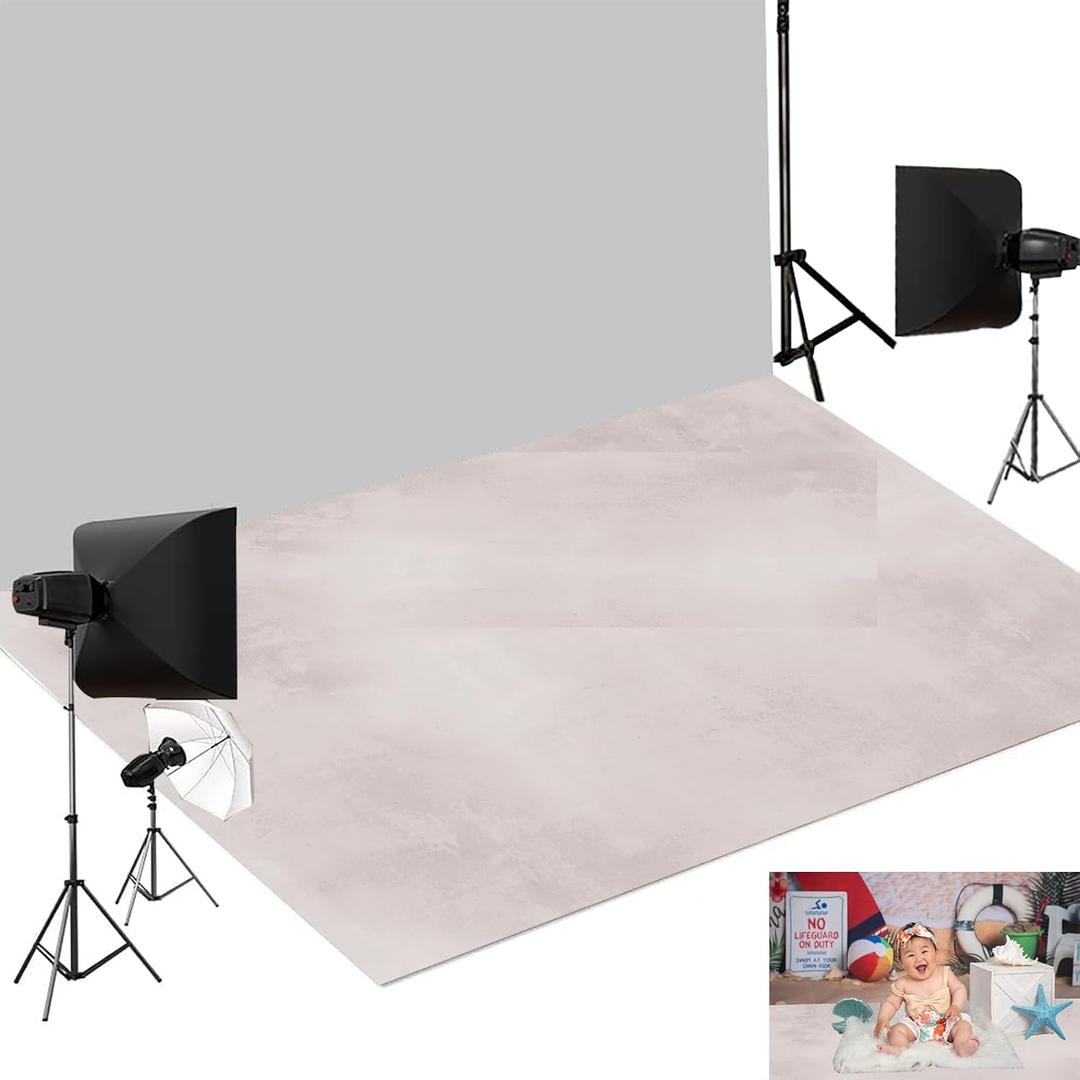 Kate 8x5ft Light Beige Abstract Rubber Floor Mat, Non-Slip Non-Reflective Floor Drop for Newborn Baby Portrait Photography, Washable & Reusable Studio Backdrop Floor Mat