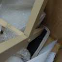 LUE BONA Square Linen Makeup Stool, Metal X Legs, Small Ottoman Stool Chair for Vanity, Modern Padded Seat Foot Rest for Makeup Room, Bathroom