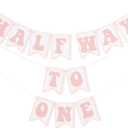 Half Way To One Pink Banner - Sweet 6 Months Birthday Decorations,Pink Cake Smash Photo Backdrop,Little Princess 1/2 Birthday Party Banner,Home Wall Mantel Hanging Garland