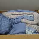 Dintszyayue Blue Comforter Set King Size, 8 Pieces Boho Striped Bed in a Bag Soft Microfiber Bedding Set for All Season
