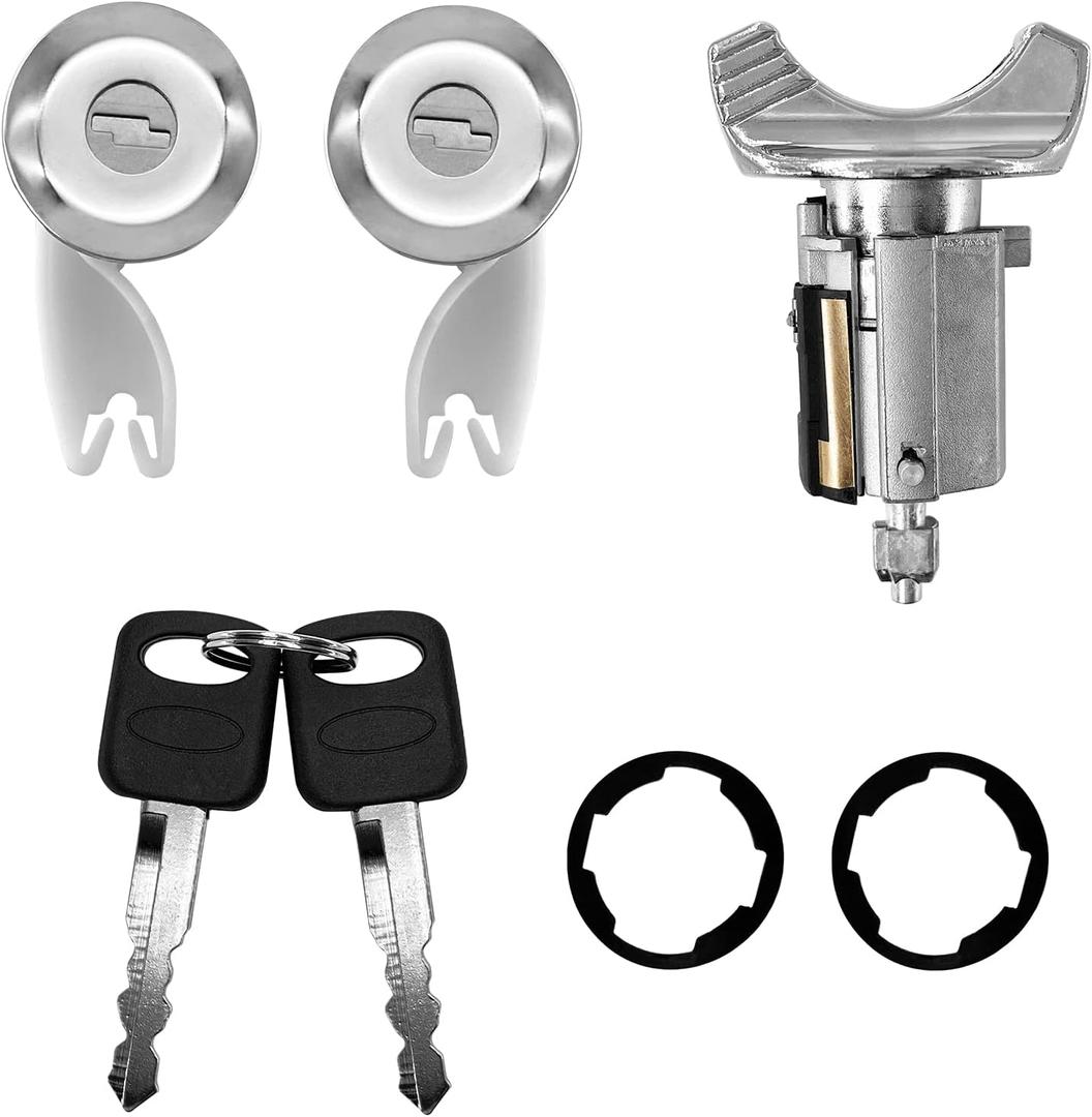 Door Lock Cylinders Set & Ignition Switch with Keys, Compatible With1990-1995 Ford F150/250/350, E150/250/350, Ranger, Bronco & Mercury Grand Marquis Vehicles, Replace OE: C-42-150+DP-42-122