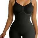 Women Tummy Control Shapewear Bodysuit High Compression Waist Back Seamless Slim Shaper Body Suit Butt Lifter (Medium, Black-mid Thigh)