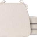 Chair Cushions for Dining Chairs Set of 4, Non-Slip Kitchen Chair Pads with Ties, Chair Seat Cushions for Indoor Wooden, Metal, Folding Kitchen Chair, 17"x16"x2" Beige