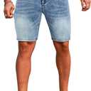 GINGTTO Men's Denim Shorts Skinny Stretch Short Jeans (Blue, 38)