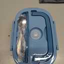 Herrfilk Electric Lunch Box Food Heater, 3 in 1 Ultra Quick Heated Lunch Boxes for Adults, 12V/24V/110V Portable Food Warmer for Car/Truck/Office With Fork Spoon and Insulated Carry Bag (Light Blue)