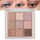 9Colors Rose Gold Brown Nude Neutral Eye Shadows Palette Makeup,Shimmer Matte Korean Natural Naked Brown Eyeshadow Palette,Highly Pigmented Naturing-Looking Long Lasting Waterproof