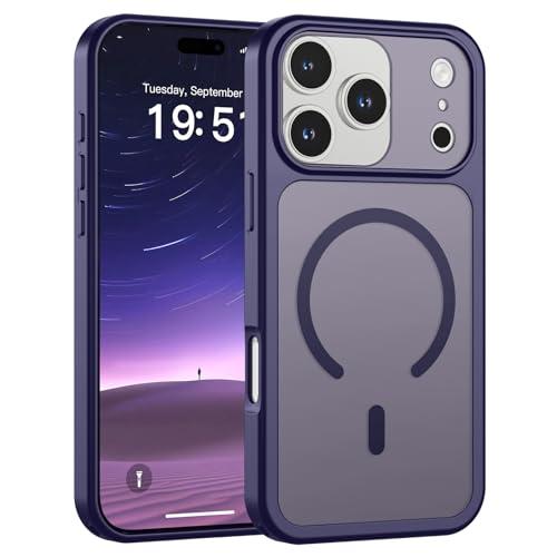 SUPFINE Magnetic for iPhone 17 Pro Case (Compatible with MagSafe)(Military Grade Drop Protection)(Camera Protection) Translucent Matte Shockproof Phone Cover,Dark Purple