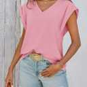 Cicy Bell Womens Summer Cap Sleeve T Shirts Casual V Neck Tops Loose Fit Basic Tees White