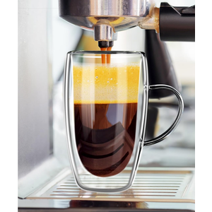 PARACITY Glass Coffee Mug with Bamboo Lid, Double Wall Insulated Clear Tea Cup 12 OZ with Hand for Cappuccino/Latte/Coffee, Borosilicate Glassware for Kitchen/Travel
