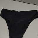 Zmart Women V Cut Cheeky Bikini Bottoms - Mid Waist High Cut Swim Bathing Suit Bottoms V Front Swimsuit (Large, Black)