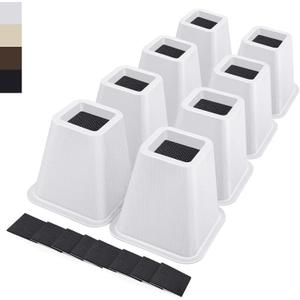 ANNKUT 6 Inch Heavy Duty Bed Risers, Furniture Risers for Desk, Chair, Table or Sofa, Couch Lift Risers, Supports up to 2200 lbs per Leg(8 Pack White)