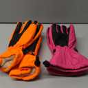 Cooraby 2 Pairs Kids Snow Ski Gloves Winter Waterproof Warm Gloves for Boys Girls Cold Weather Outdoor (3-6 Years, Orange, Hot Pink)