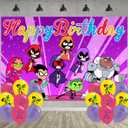 Cartoon Birthday Party Decoration, Party Photo Background 5 x 3 FT and 18 Pcs Balloon, Merch Party Backdrop Supplies