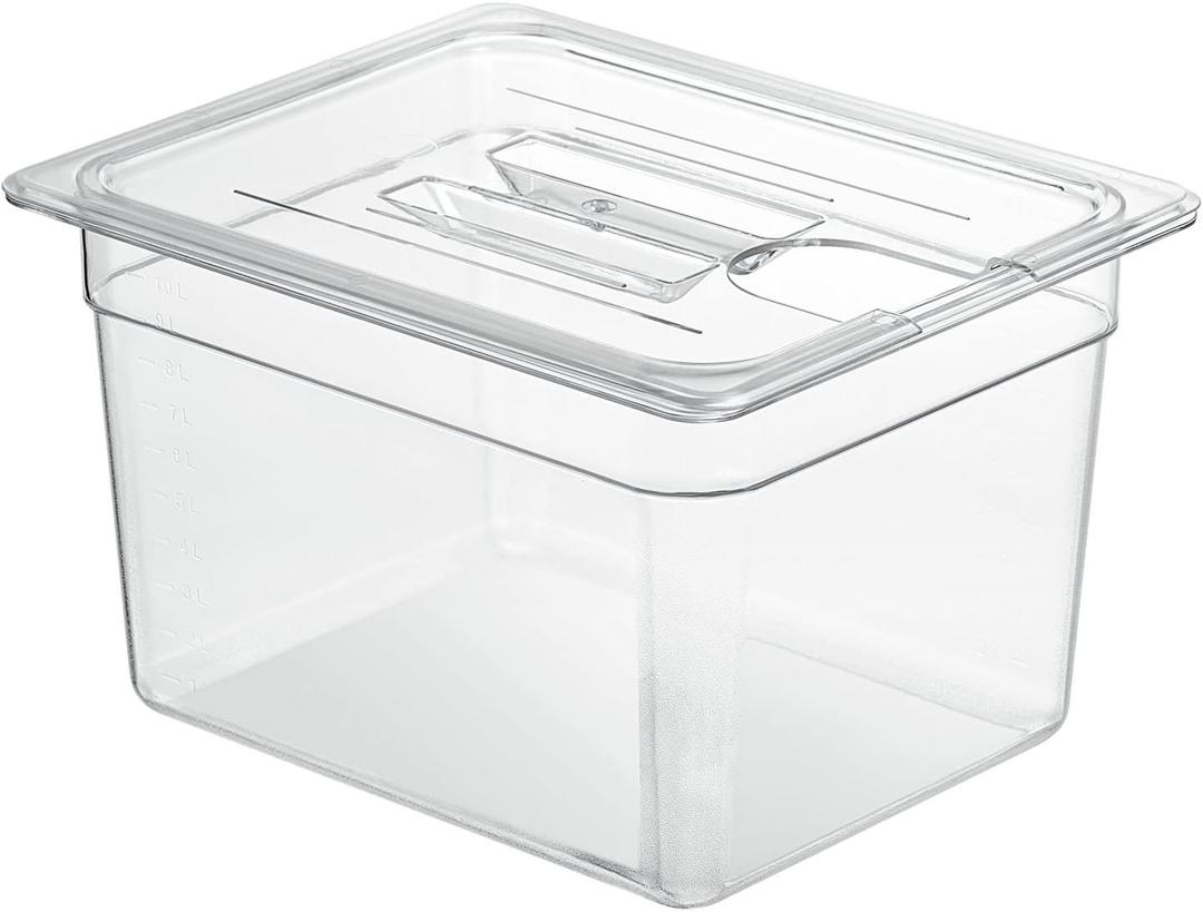 Sous Vide Container with Lid 11 Liter/12 Quarts for Virtually All Immersion Circulators Cookers Crystal Clear Transparent Polycarbonate Accessories Kit (12 Quats with Lid)