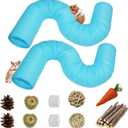 PINVNBY 2 PCS Hamster Tunnels,Plastic Ferret Tunnel,Guinea Pigs Tubes Hamsters Foldable Exercising Training Hideout Tube with 19 PCS Small Animals Toys for Mouse Gerbils Rats Mice(Blue)