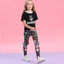 Girls' Tight Pants Black Leggings for Girls Soft Comfortable Printed Leggings Fun Kids Ankle Length Pants for Kids