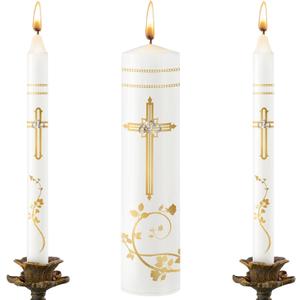 Frienda Unity Candles for Wedding Ceremony Set Wedding Unity Taper Candles Catholic Religious Ceremony Accessories(Retro Style)