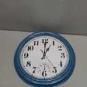 JENLYSTIME 12 Inch Indoor/Outdoor Retro Waterproof Wall Clock with Thermometer Silent Round Quartz Battery Operated Easy to Read Decorative for Kitchen Patio,Bathroom,Deck,Porch,Pool(Blue)