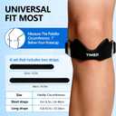 Patellar Tendon Support Strap, Silicone Patella Knee Strap for Knee Pain Relief, Adjustable Patella Band Knee Brace for Basketball, Jumpers Knee, Tendonitis, Osgood Schlatter (Black 1 Pack)