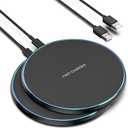 Wireless Charger Compatible with iPhone 16 15 14 13 12 11 Pro Max/Mini/Plus/XR/X/8, 15W Max Fast Wireless Charging Pad Mat for Samsung Galaxy S23/S22/S21/S20/S10, Galaxy Buds, 2 Pack