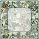UTELKA Green Mahjong Mat, Japanese Garden Mahjong Mats Table Cover, Green Oriental Noise Reduction Mahjong Game Pad, Chinoiserie Mahjong Accessories Supplies for Poker, Card, Board 31.5 Inch, 31.5x31.5