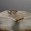 Quincunx Large Cotton Rope Basket (20"x13") - Premium Storage Solution for Blankets, Laundry, and Toys (White/Brown)
