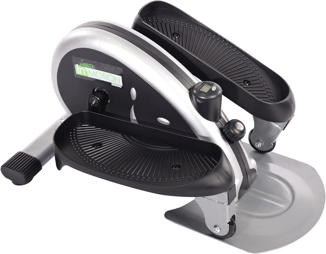 Stamina Inmotion Compact Strider Foot Exercise Machine - Under Desk Elliptical - Standing or Seated Elliptical Fitness Equipment (Silver)