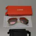 livho Sunglasses for Men Women Aviator Polarized Metal Mirror UV 400 Lens Protection (Rose Gold)