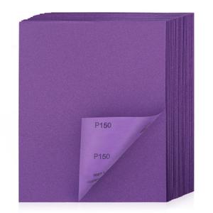 Sandpaper 150 Grit 20 PCS, Wet Dry Sanding Sheets 9 x 11 Inch, Purple Alumina Abrasive Sand Paper for Wood, Metal, Drywall, Resin, Automotive Sanding, Polishing, Grinding, by POLIWELL