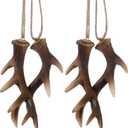 Vercraft 2 Pairs of Deer Antler Ornaments Deer Antler Car Mirror Hanger Hunting Ornaments for Cars Trucks Trees Rustic Faux Hunting Outdoors Home Decor for Hunters (Brown,Classic)
