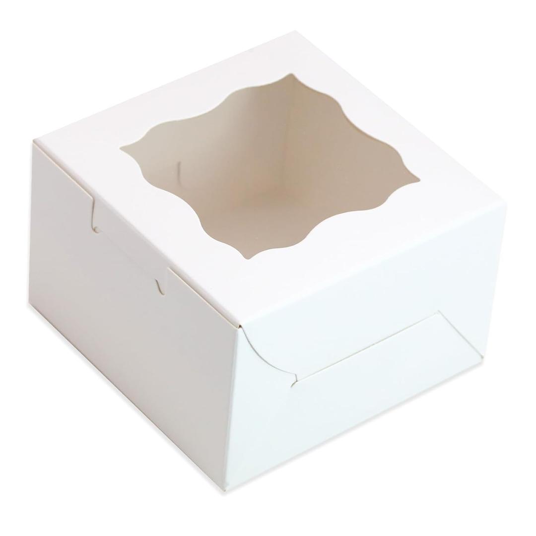 30pcs mini cookie boxes - 4x4x2.5 Inches white dessert boxes with stickers and jute twine, perfect for small cookie boxes and dessert packaging