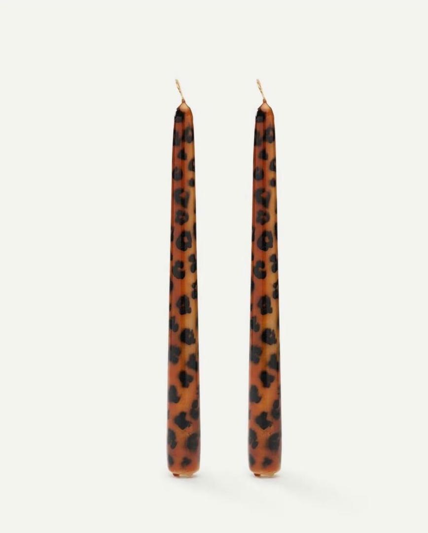 NJAO HOO Candlesticks 10 in Straight Taper Candles Hand Printing Leopard Candlesticks Tall Tapered Candle Sticks for Home Garden Decor Simple Modern