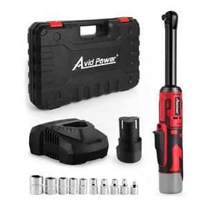 AVID POWER 3/8" Extended Cordless Electric Ratchet Wrench, 60N.m(44.2 Ft-lbs) 12V Power Ratchet Wrench Kit, Variable Speed Trigger, 10 Sockets & 2.0Ah Li-Ion Battery
