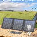 15W Small Portable Solar Panel Chargers (5V/3.0A USB-A/USB-C), IP65 Waterproof Foldable Solar Panel with Large Storage,Backpack Solar with 2 Carabiner for Camping,Hiking, Cell Phone,Tablet