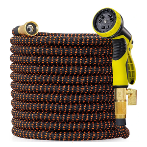 50 ft Expandable Garden Hose - 2025 Upgraded Flexible Water Hose 50ft with 10 Pattern Spray Nozzle, 3/4 Solid Brass Connectors, Retractable Latex Core - Lightweight Expanding Hose