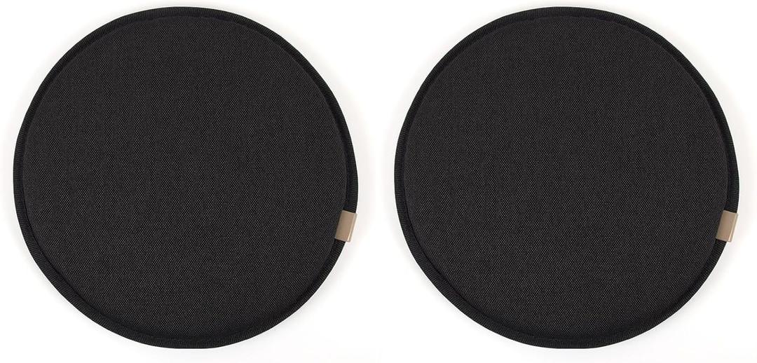 Greenjin 13 Inch Round Bar Stool Cushions for Kitchen Dining Chair, 2 Pack Non Slip Chair Seat Cushions with Straps, Round Chair Pad, Circle Stool Cushion for Bistro Hight Stool Black