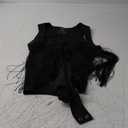 REORIA Butsmooth Womens Sexy Sleeveless Square Neck Double Lined Basic Bodysuit Tank Tops (Black Fringe), Medium