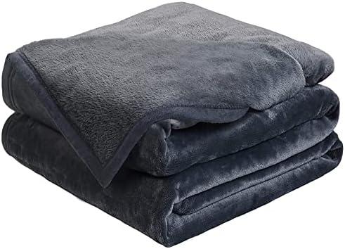 Soft Twin Size Blanket All Season Warm Fuzzy Microplush Lightweight Thermal Fleece Blankets for Couch Bed Sofa,66x90 Inches,Dark Grey