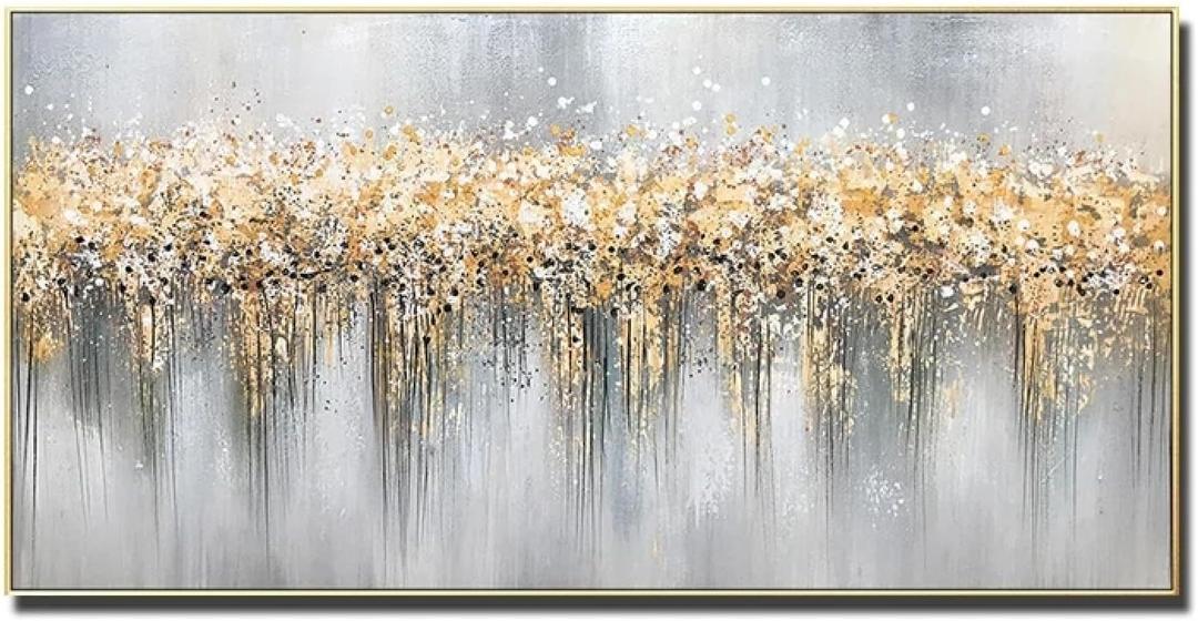 KHSTGMR Modern Gold Wall Art Abstract Painting Canvas Painting Modern Home Bedroom Pictures for Living Room Decoration 8x16in